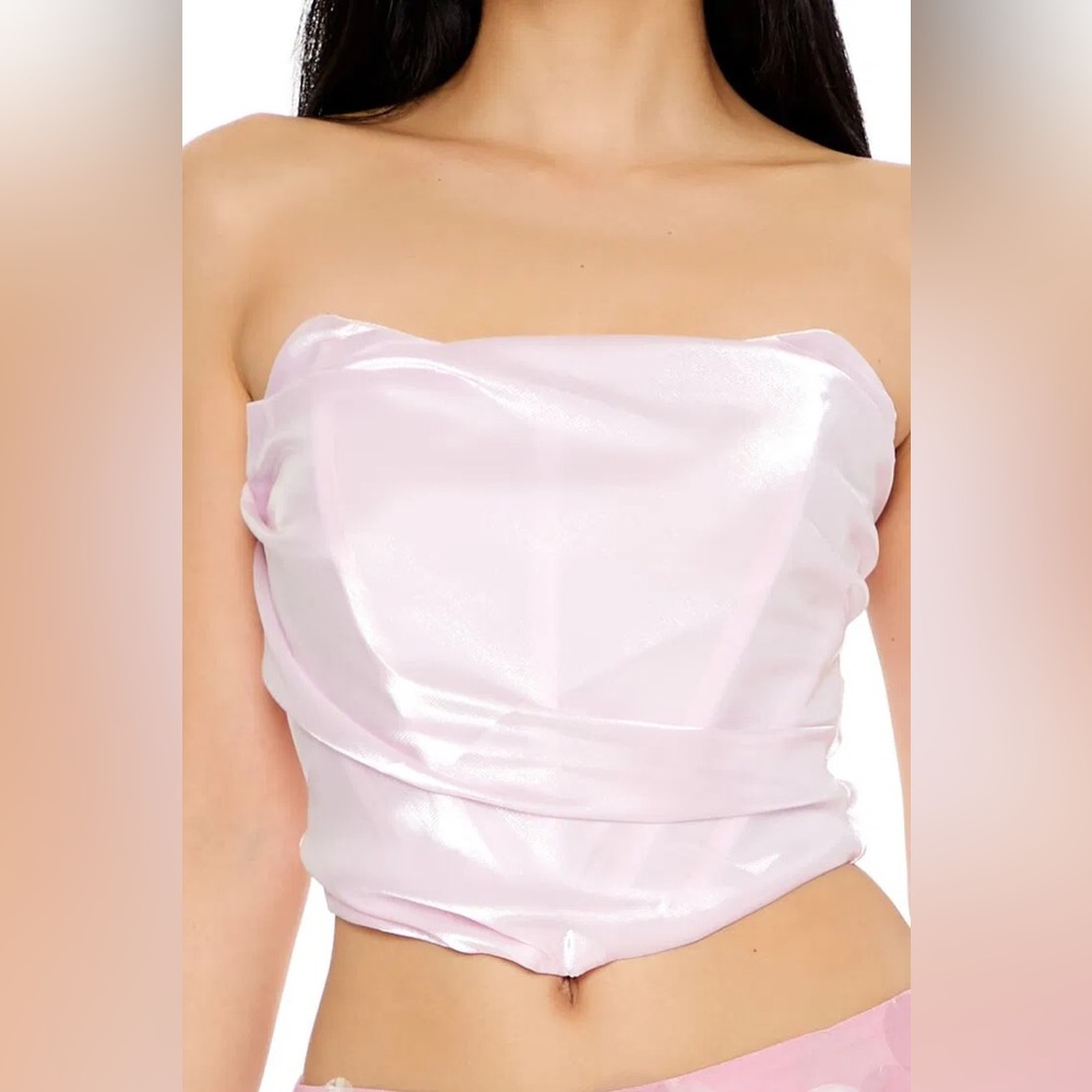 NWT PINK SHIMMER METALLIC IRIDESCENT CORSET TOP